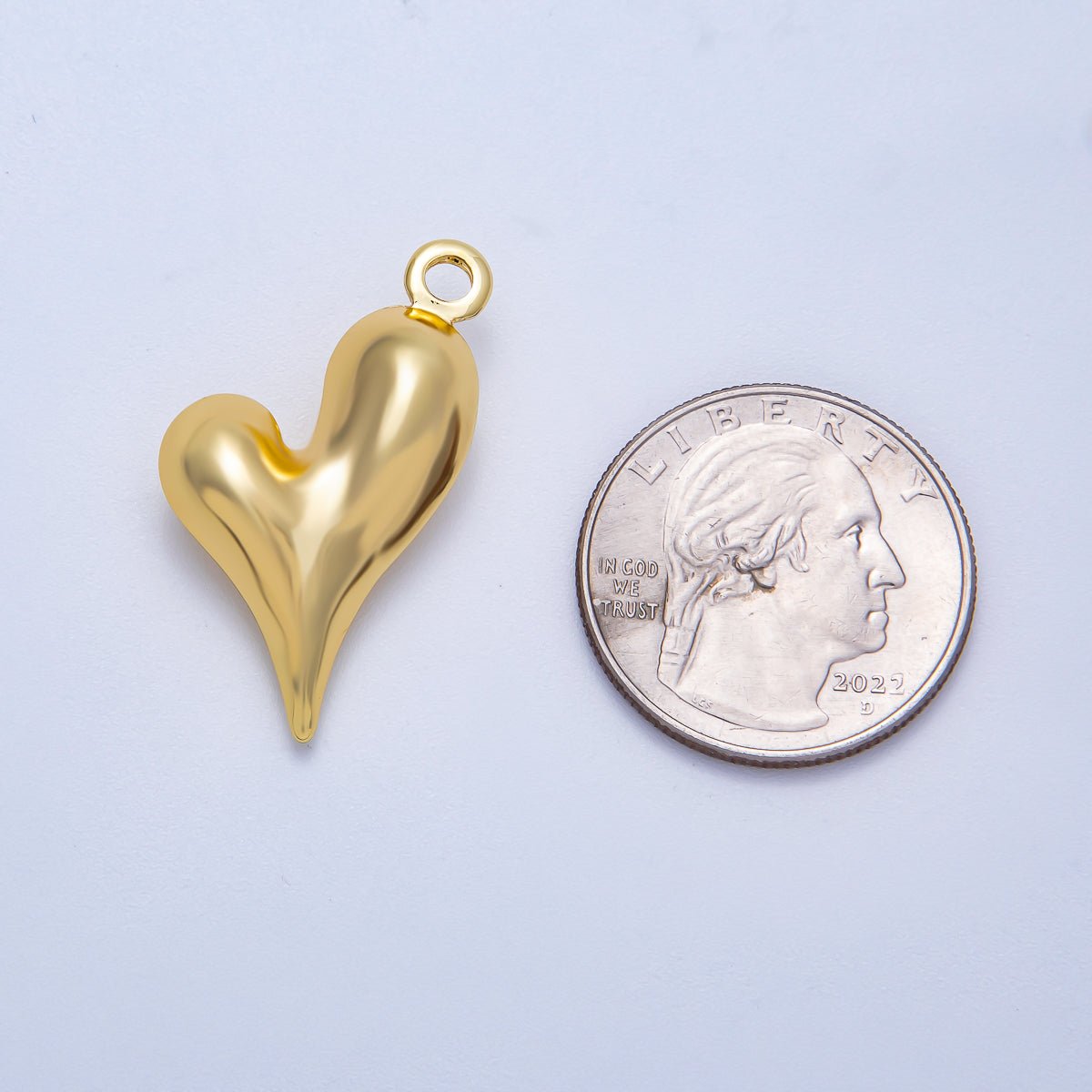 16K Gold Filled 32mm Minimalist Molten Heart 3D Multidimensional Charm in Gold & Silver | Charms - 00617 Charms - 00618 - DLUXCA