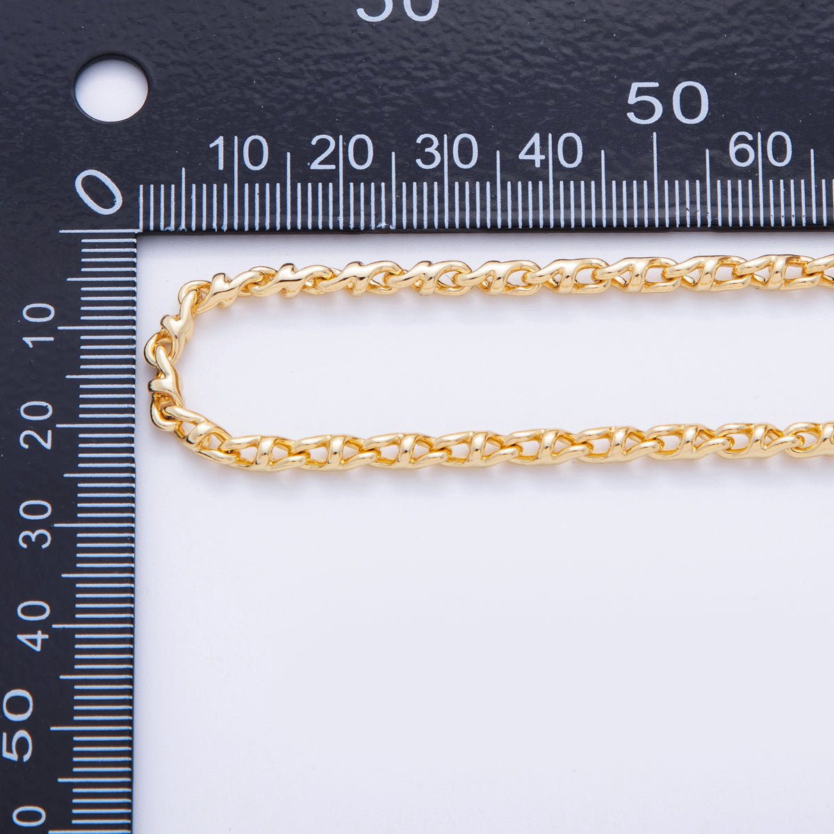 16K Gold Filled 3.3mm Geometric Edged Anchor Unfinished Chain by Yard | Roll - 1569 - DLUXCA