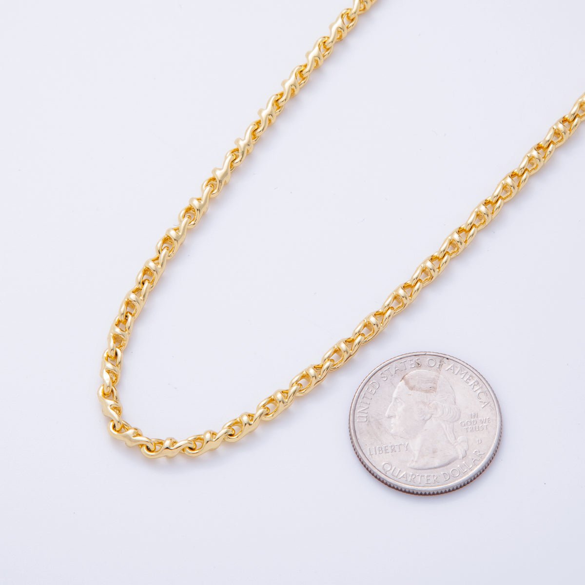 16K Gold Filled 3.3mm Geometric Edged Anchor Unfinished Chain by Yard | Roll - 1569 - DLUXCA
