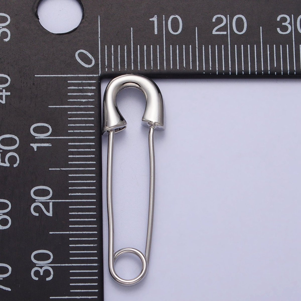 16K Gold Filled 33mm Minimalist Safety Pin Hoop in Gold & Silver | Earrings - 00243 Earrings - 00244 - DLUXCA