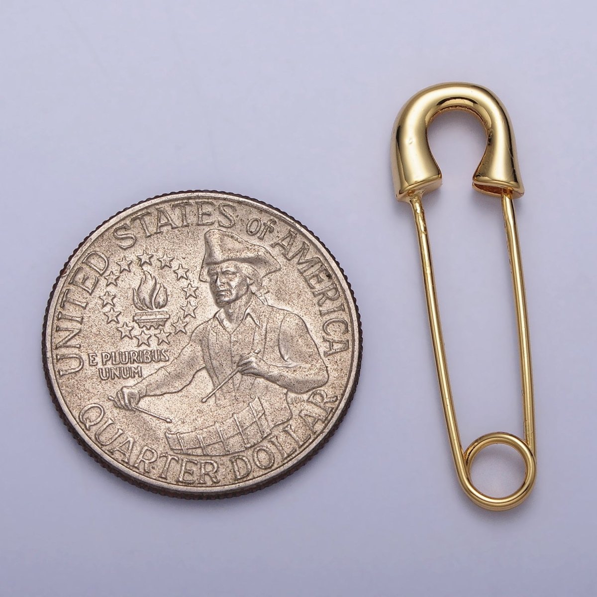 16K Gold Filled 33mm Minimalist Safety Pin Hoop in Gold & Silver | Earrings - 00243 Earrings - 00244 - DLUXCA