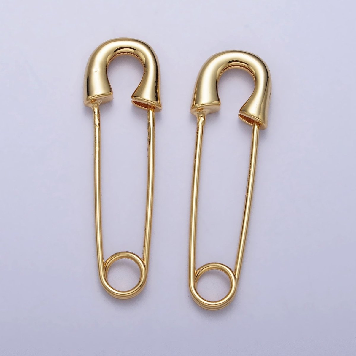 16K Gold Filled 33mm Minimalist Safety Pin Hoop in Gold & Silver | Earrings - 00243 Earrings - 00244 - DLUXCA