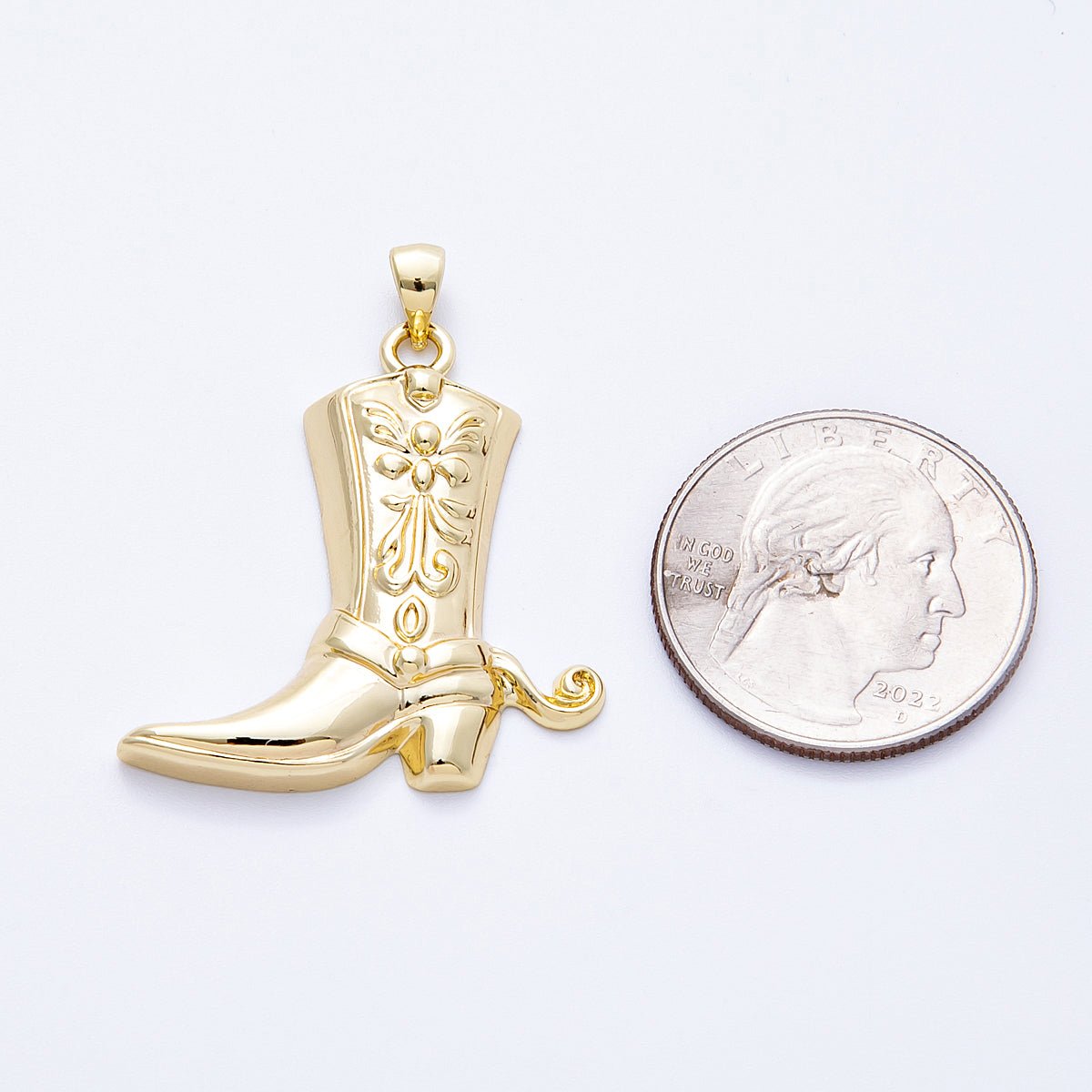 16K Gold Filled 33mm Western Cowboy Boot Pendant | Charms - 00157 - DLUXCA