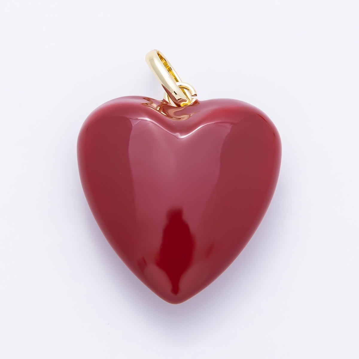 16K Gold Filled 36mm Colorful Glossy Enamel Puffy Heart Pendant | Charms-01668 - Charms-01675 - DLUXCA