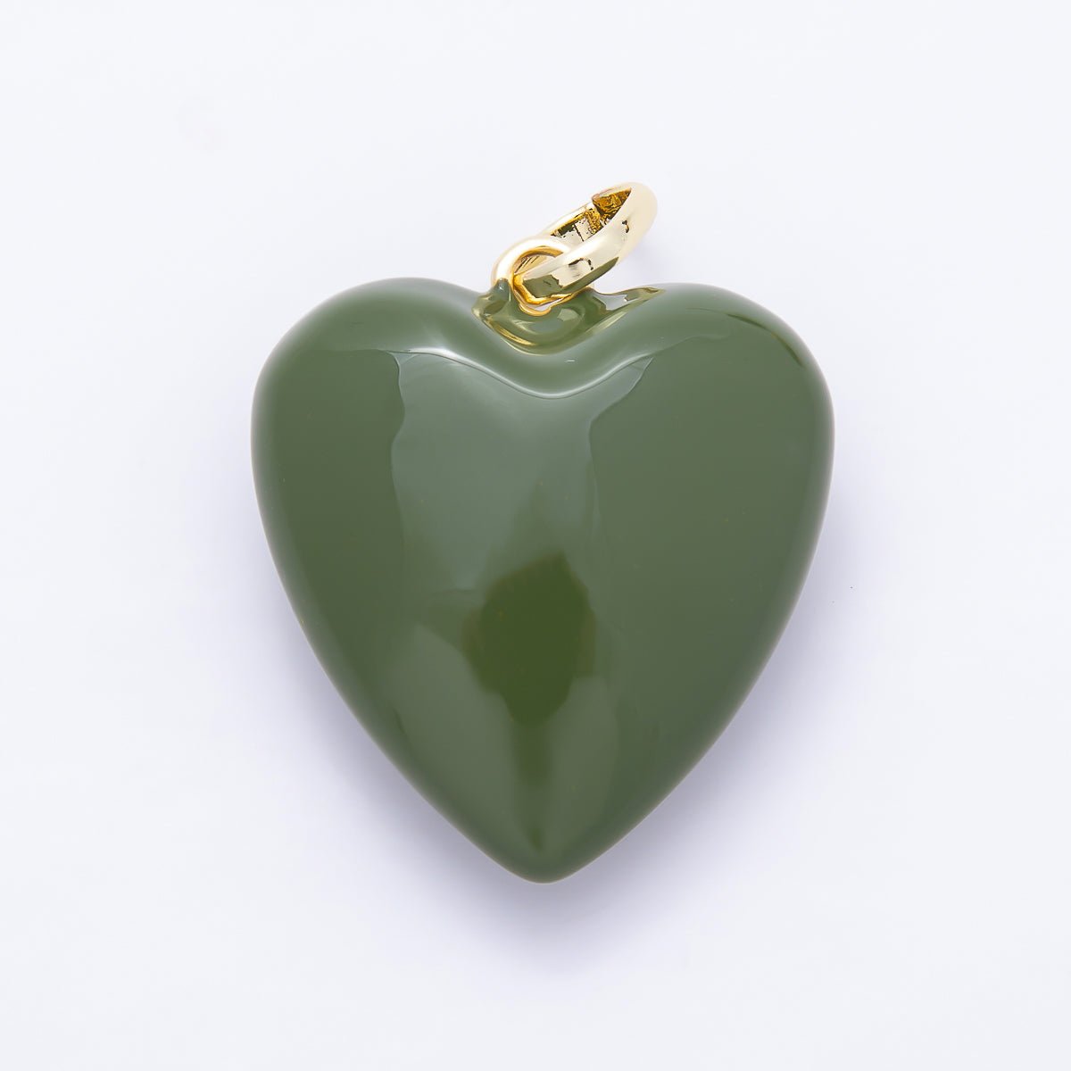 16K Gold Filled 36mm Colorful Glossy Enamel Puffy Heart Pendant | Charms-01668 - Charms-01675 - DLUXCA