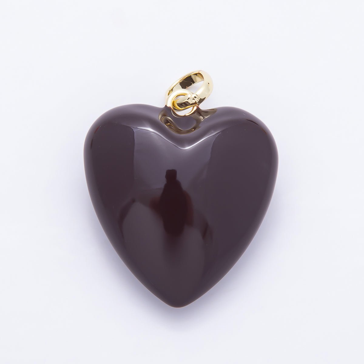 16K Gold Filled 36mm Colorful Glossy Enamel Puffy Heart Pendant | Charms-01668 - Charms-01675 - DLUXCA