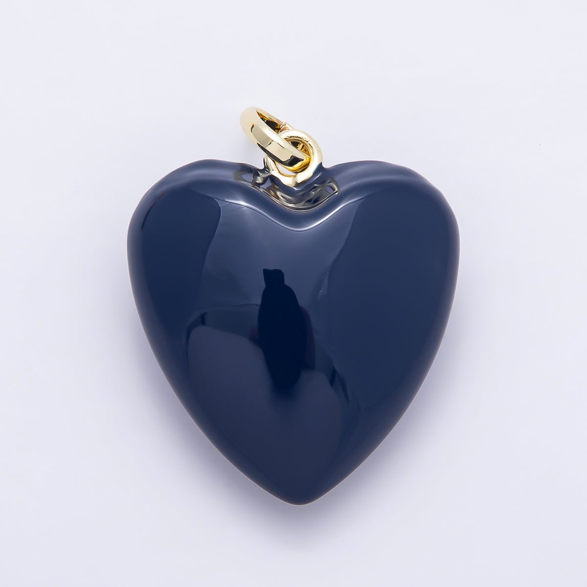 16K Gold Filled 36mm Colorful Glossy Enamel Puffy Heart Pendant | Charms-01668 - Charms-01675 - DLUXCA