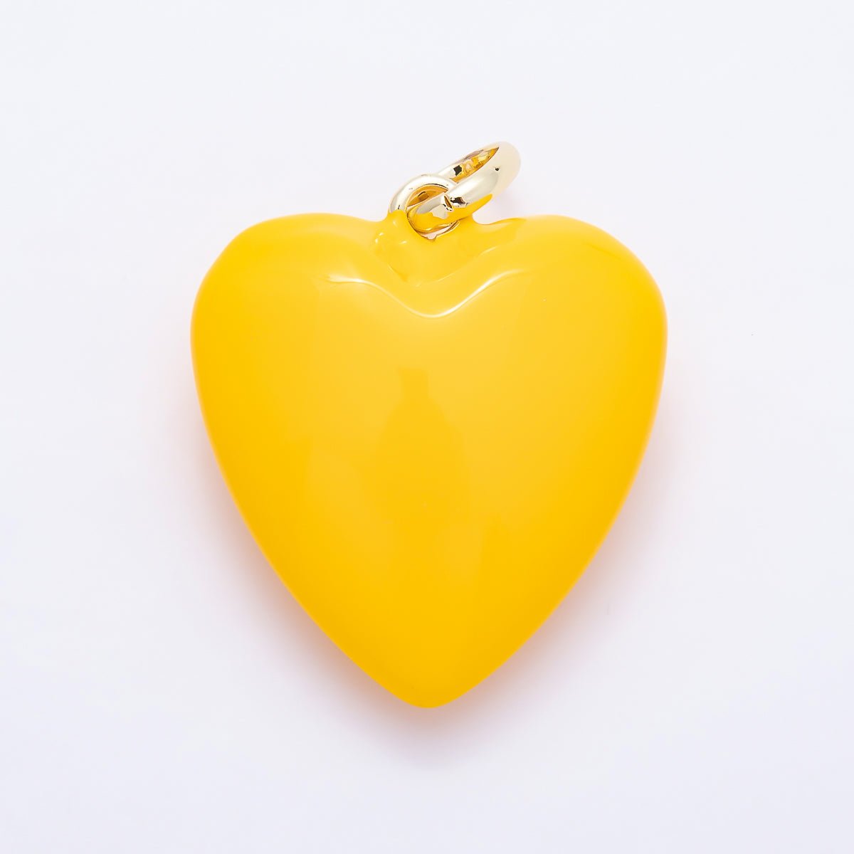 16K Gold Filled 36mm Colorful Glossy Enamel Puffy Heart Pendant | Charms-01668 - Charms-01675 - DLUXCA