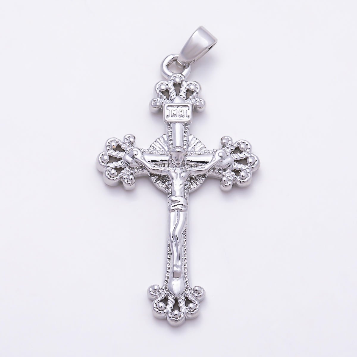 16K Gold Filled 36mm Traditional Crucifix Cross Religious Pendant in Gold & Silver | Charms-01843 - Charms-01844 - DLUXCA