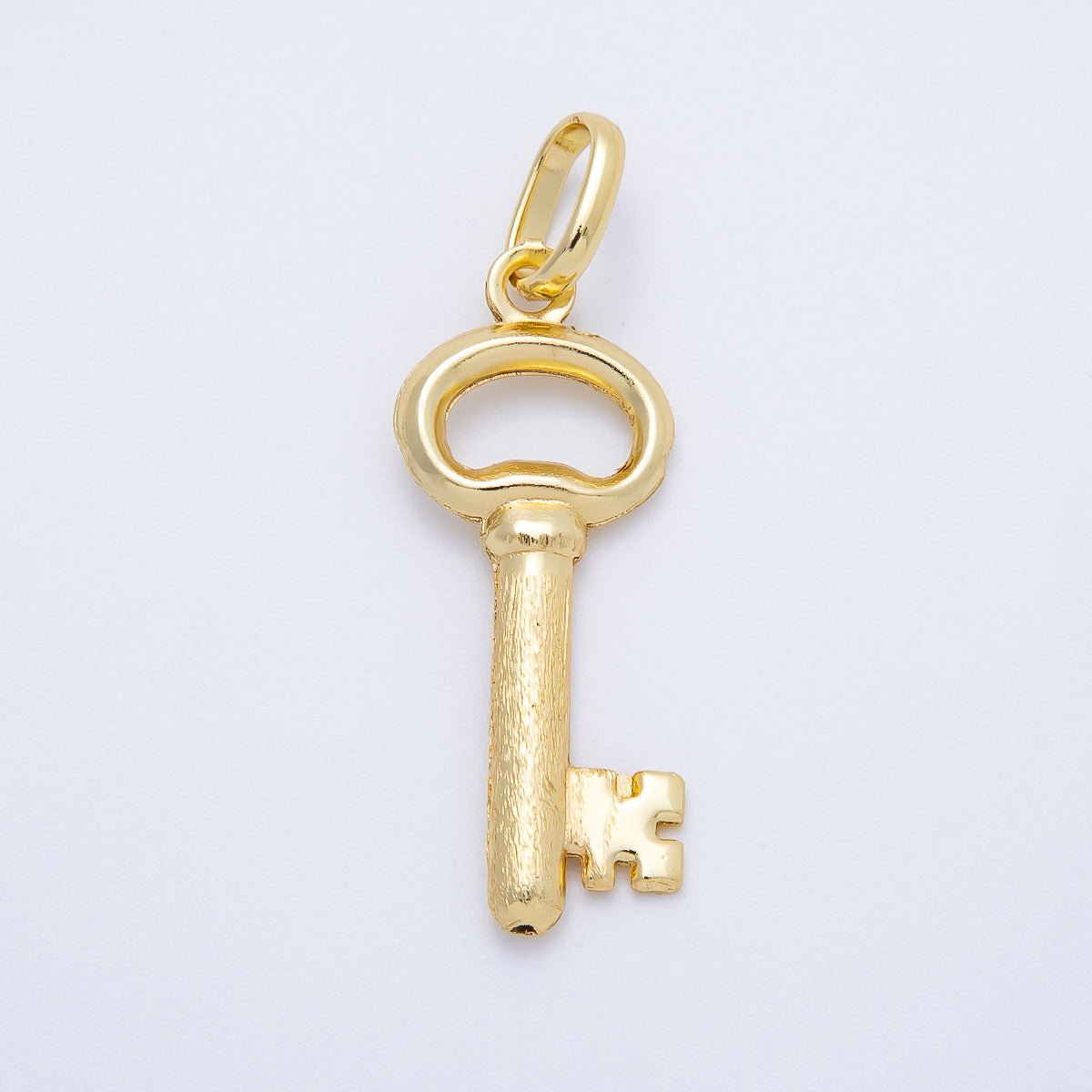 16K Gold Filled 37mm Minimalist Textured Key Pendant | Charms - 00648 - DLUXCA