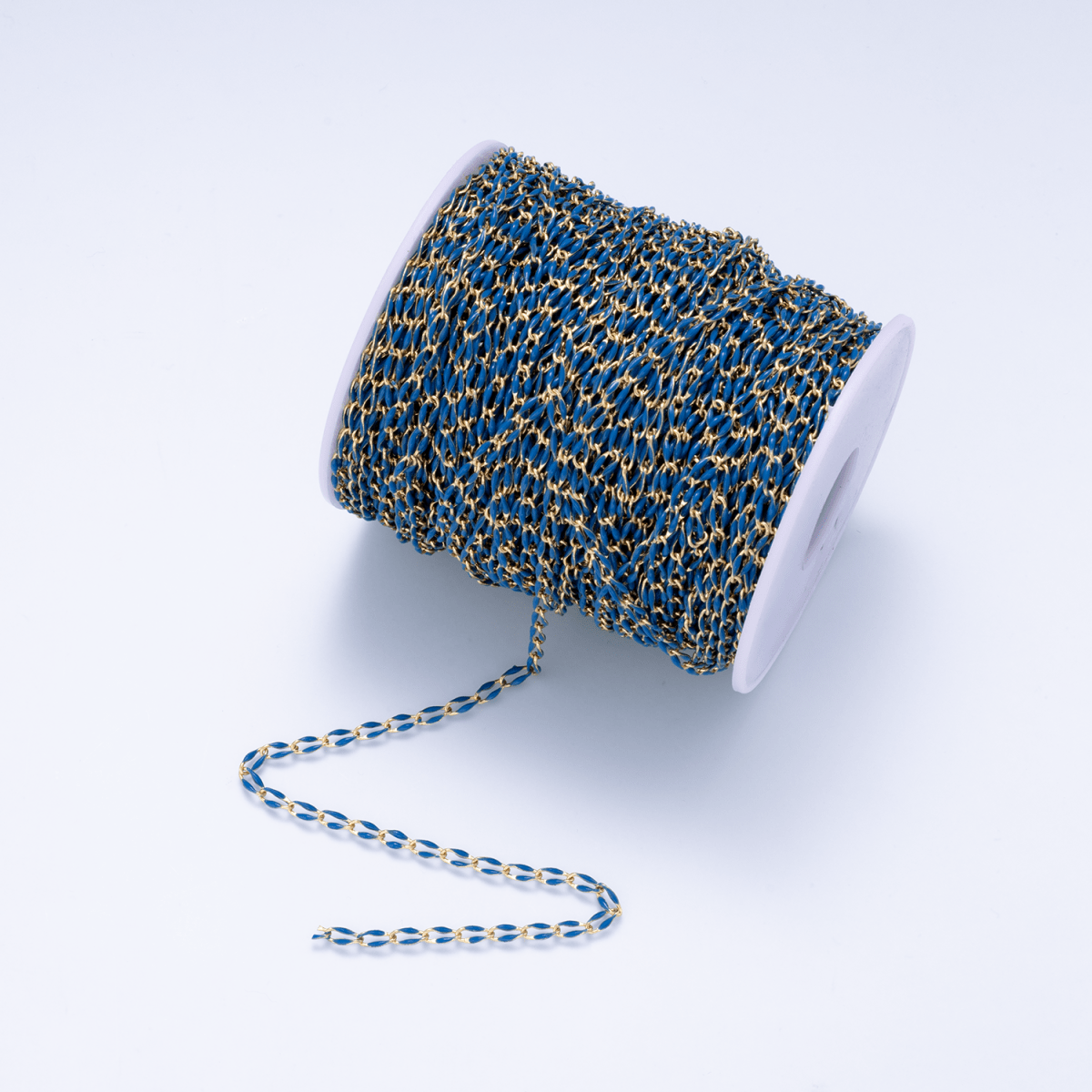 16K Gold Filled 3mm Dark Blue Enamel Link Unfinished Chain by Yard | Roll-01882 - DLUXCA
