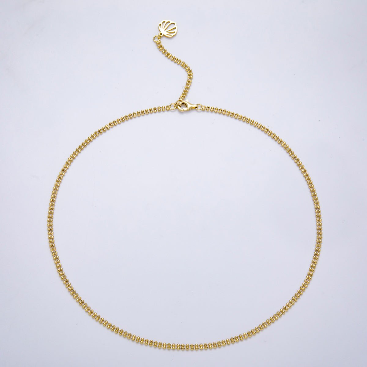 16K Gold Filled 3mm Double Row Round Ball Chain 17 Inch Necklace w. Extender | WA - 04337 - DLUXCA