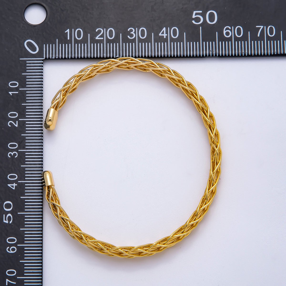 16K Gold Filled 3mm Geometric Textured Multiple Wire Cuff Bracelet | WA - 04299 - DLUXCA
