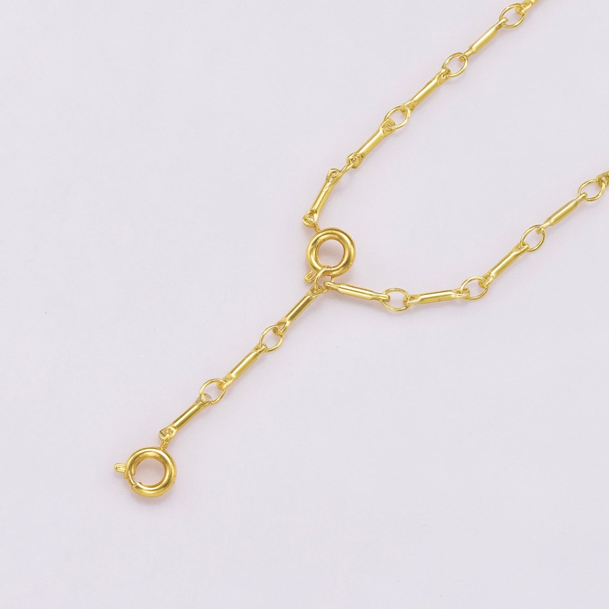 16K Gold Filled 3mm Minimalist Cable Bar Link Lariat Chain 20 Inch Necklace | WA - 04446 - DLUXCA