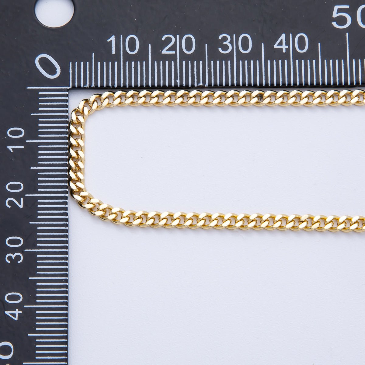 16K Gold Filled 3mm Minimalist Curb Unfinished Chain by Yard | Roll - 1843 - DLUXCA