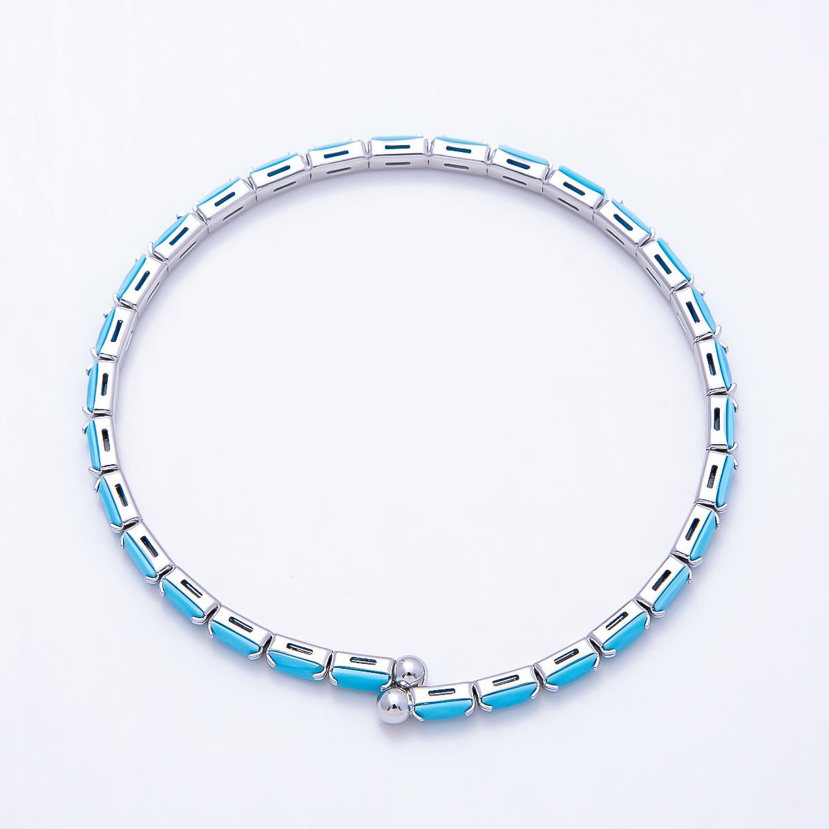 16K Gold Filled 3mm Turquoise Baguette Cuff Bracelet in Gold & Silver | WA-02373 WA-02444 - DLUXCA