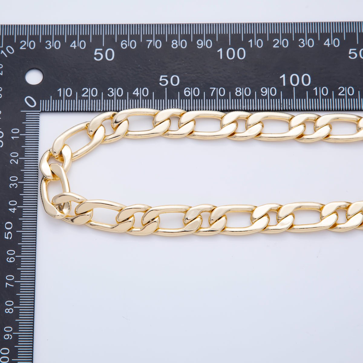 16K Gold Filled 3mm Unfinished Chunky Figaro Chain by Yard | ROLL - 1694 - DLUXCA