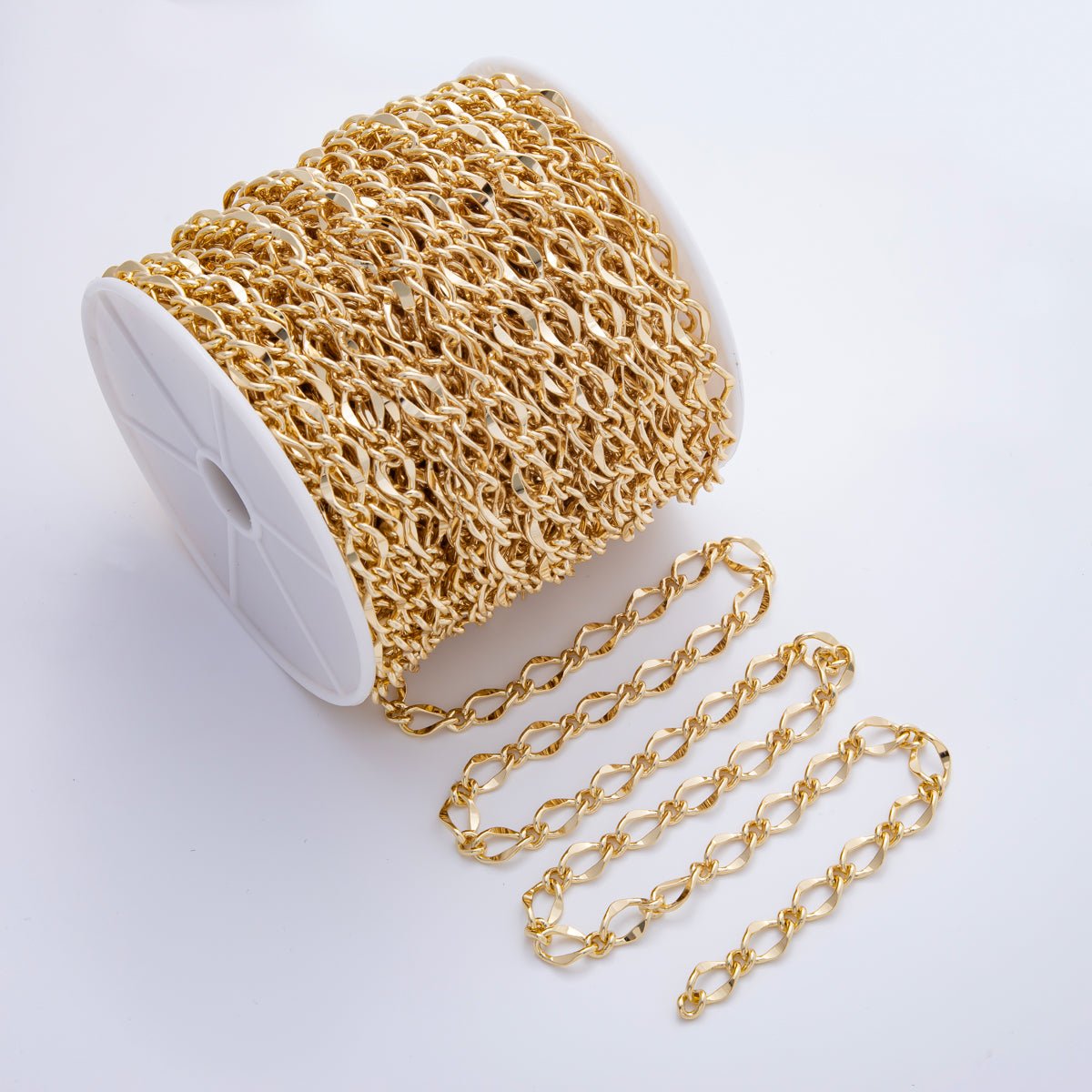 16K Gold Filled 3mm Unfinished Chunky Jewelry Style Singapore Chain by Yard | ROLL - 1695 - DLUXCA