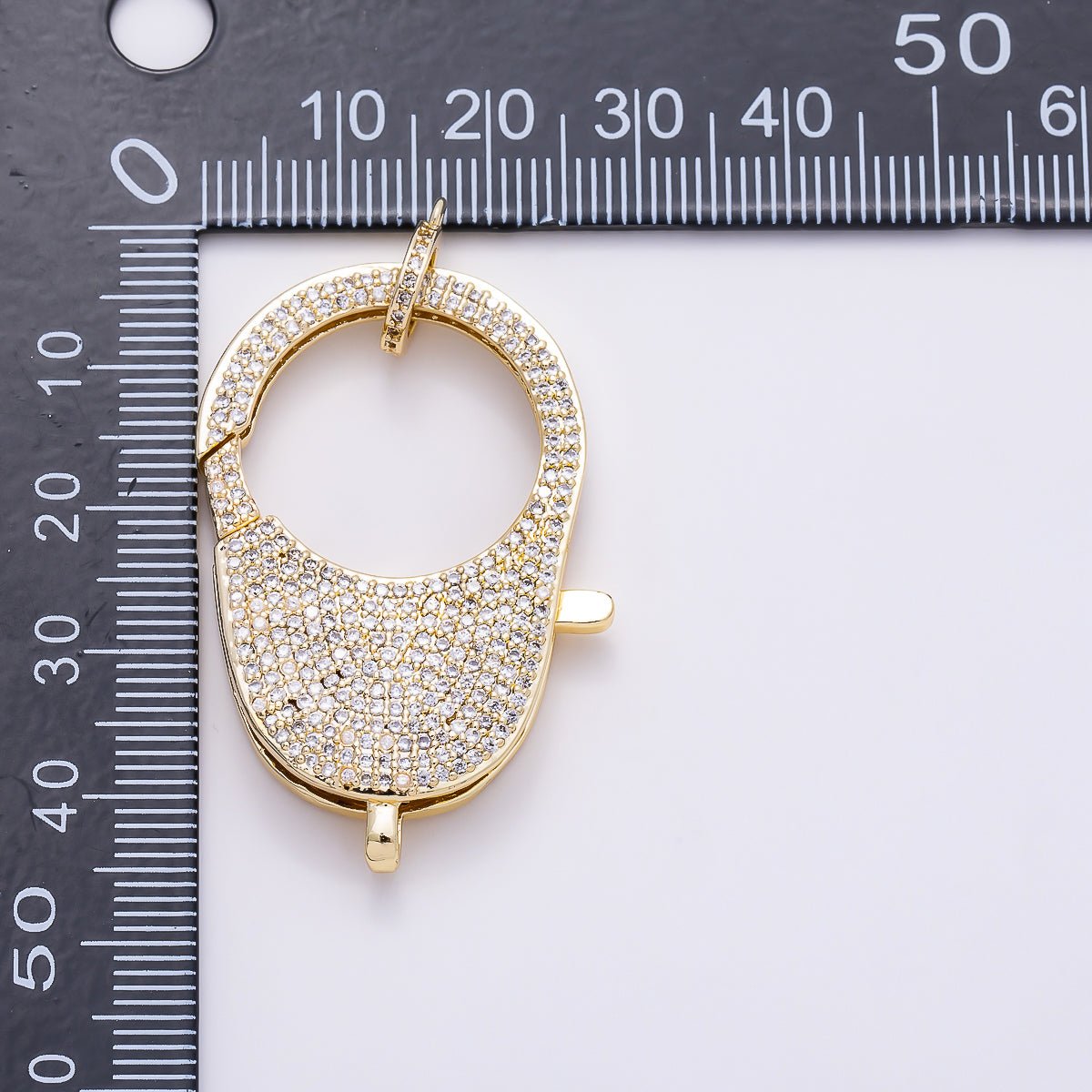 16K Gold Filled 40mm Micro Paved CZ Large Lobster Clasp Enhancer Closure Findings | Findings-00480 - DLUXCA