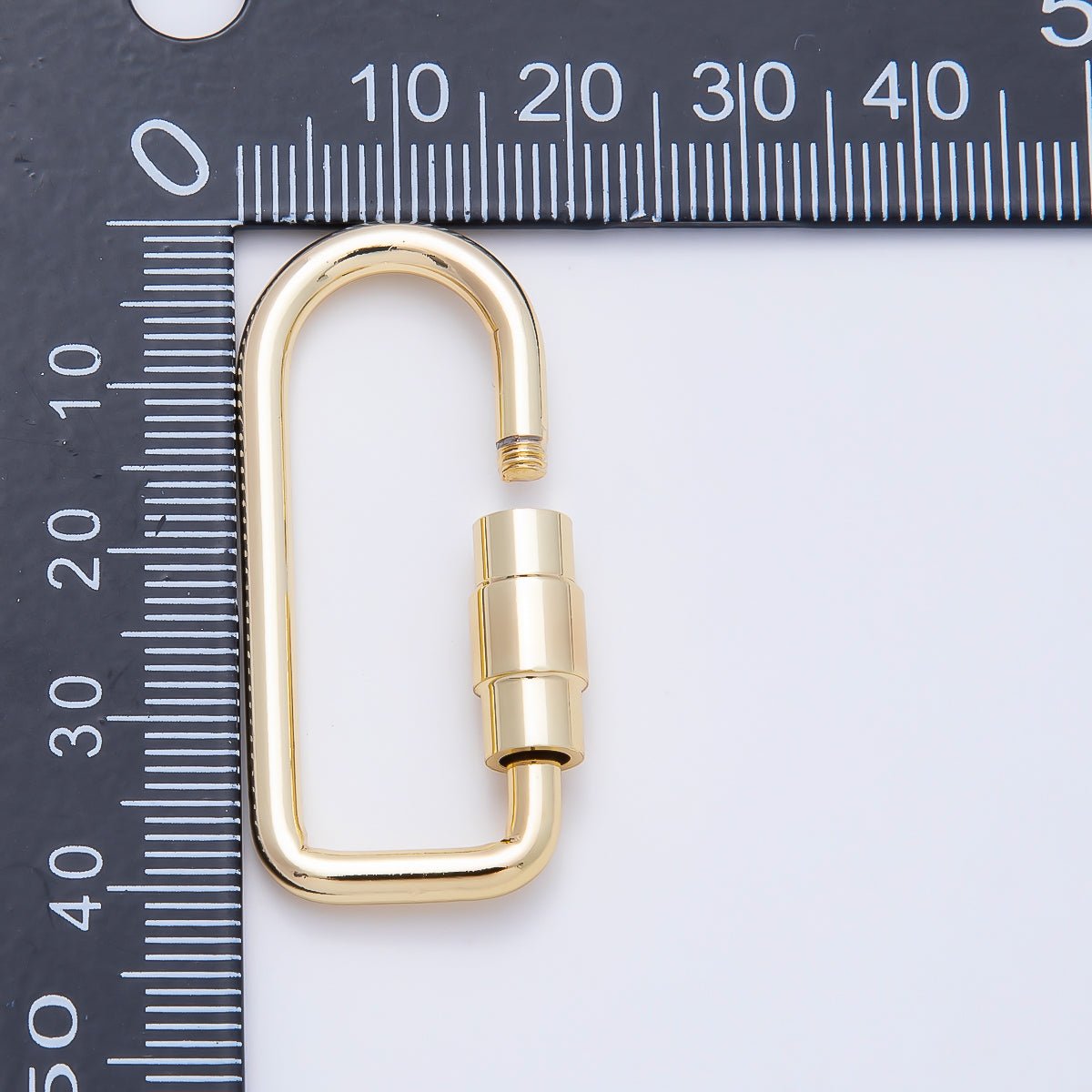 16K Gold Filled 40mm Minimalist Oblong Carabiner Enhancer Bag Charm Keychain | Findings-00484 - DLUXCA