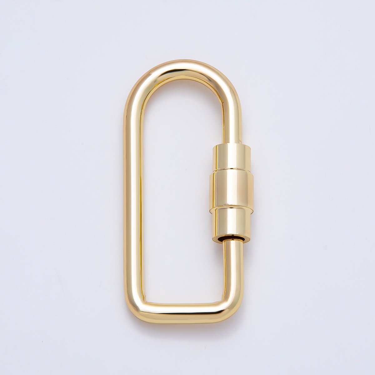 16K Gold Filled 40mm Minimalist Oblong Carabiner Enhancer Bag Charm Keychain | Findings-00484 - DLUXCA