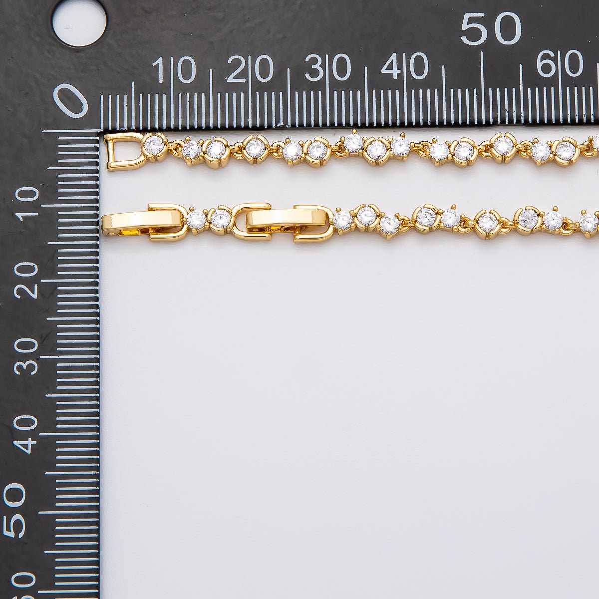 16K Gold Filled 4.2mm Clear CZ Cluster Tennis Chain 16.5 Inch Adjustable Necklace | WA - 04270 - DLUXCA