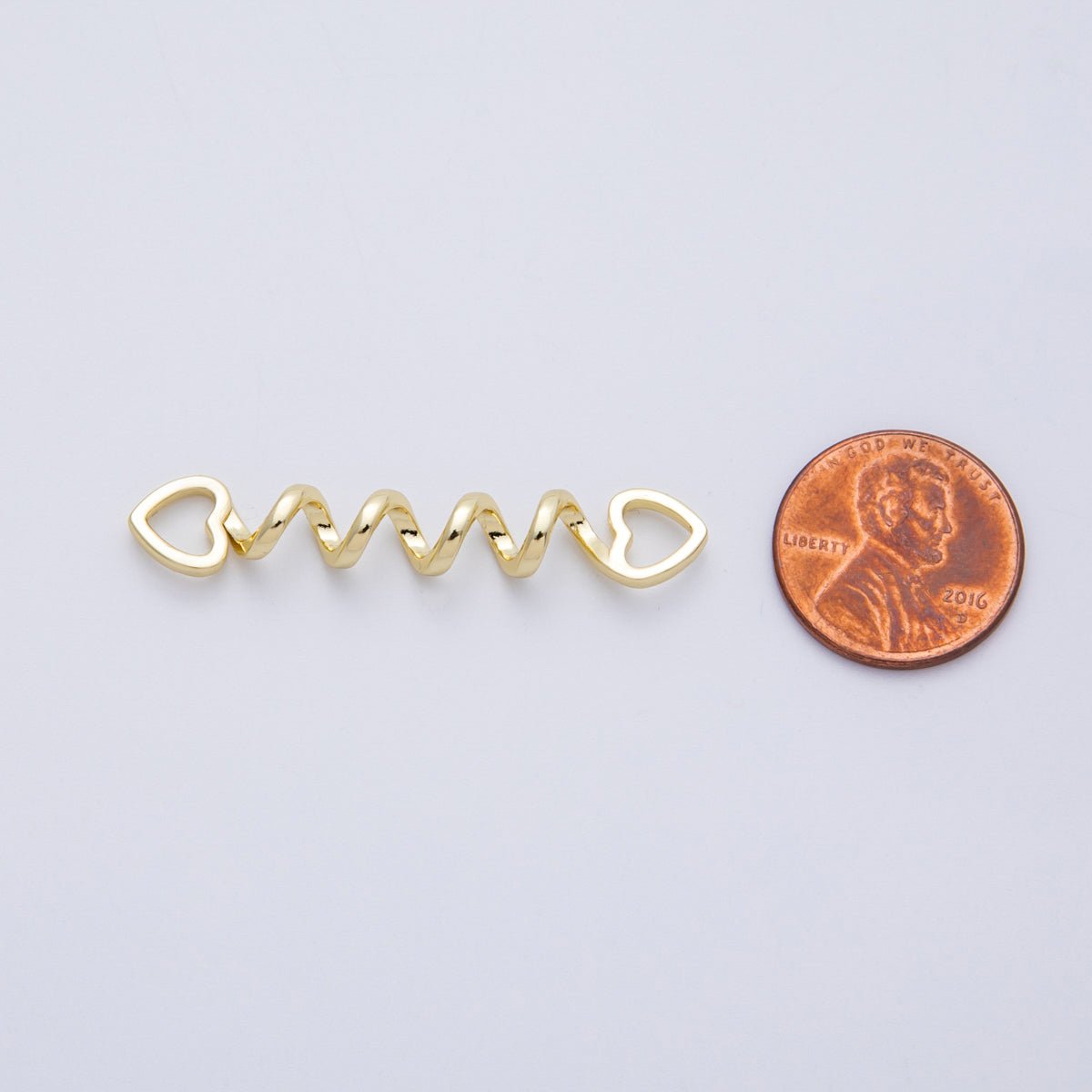 16K Gold Filled 44mm Minimalist Open Heart Spiral Connector | Findings - 00065 - DLUXCA