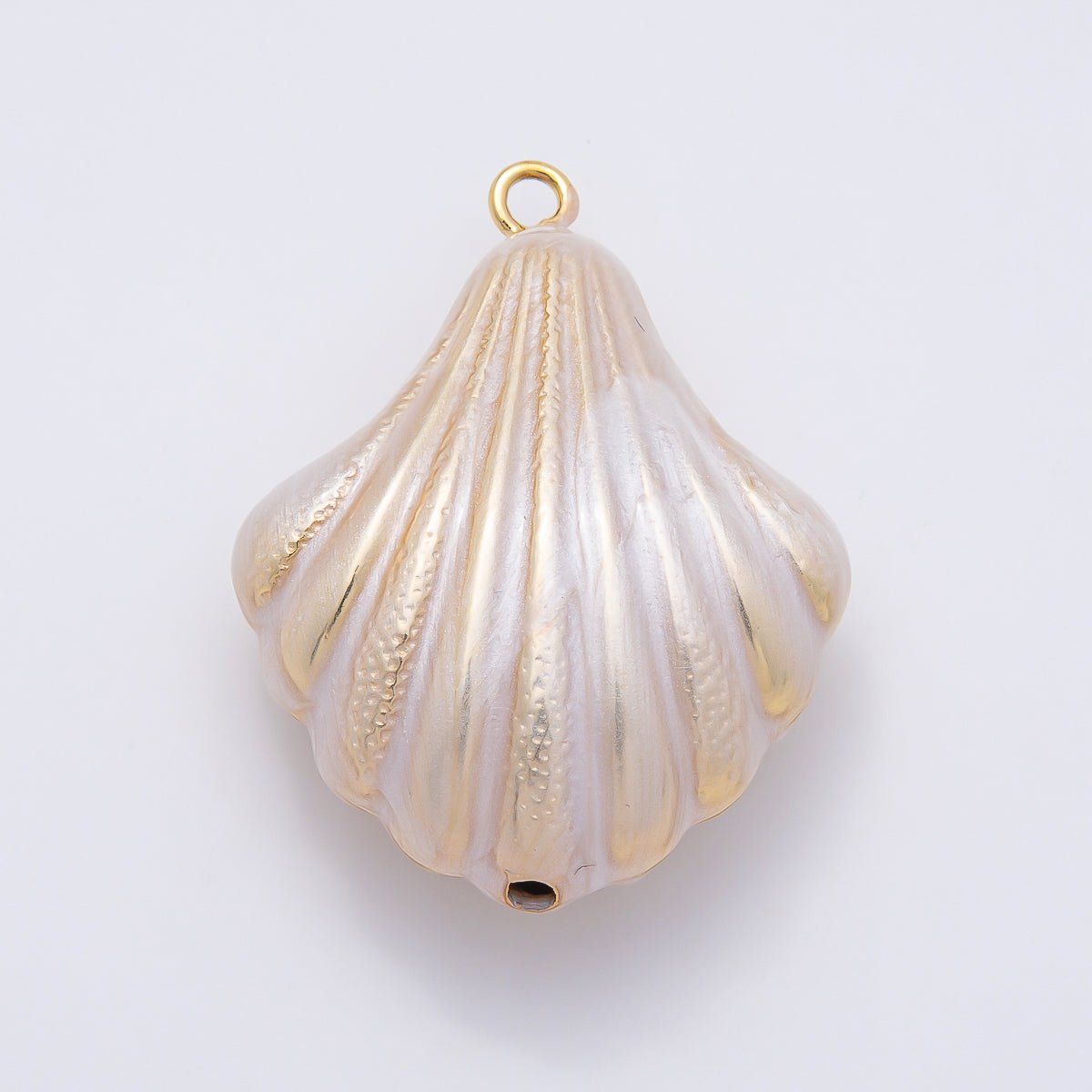 16K Gold Filled 45mm Blue, White Enamel Clam Sea Shell Charm | Charms-01058 Charms-01059 - DLUXCA