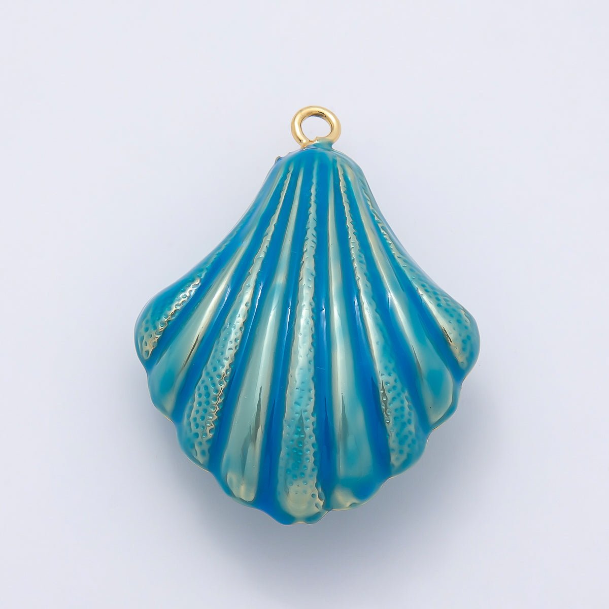 16K Gold Filled 45mm Blue, White Enamel Clam Sea Shell Charm | Charms-01058 Charms-01059 - DLUXCA
