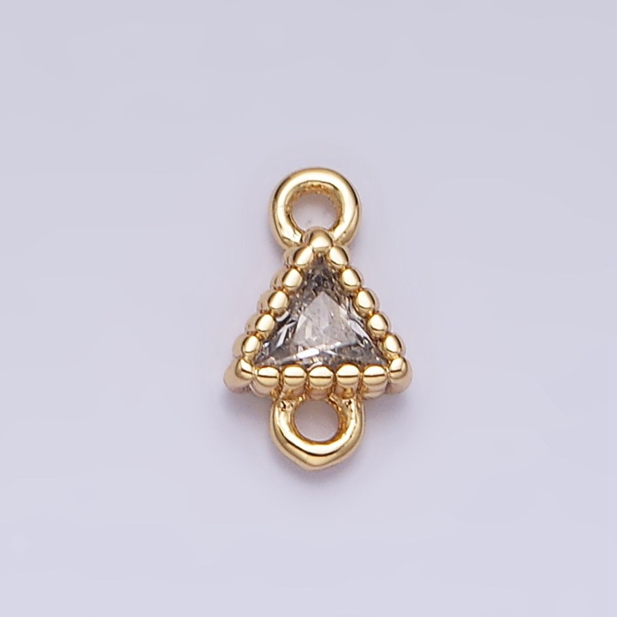 16k gold filled 4.5mm clear triangle cz dotted bezel connector in gold & silver | Y - 906 - DLUXCA