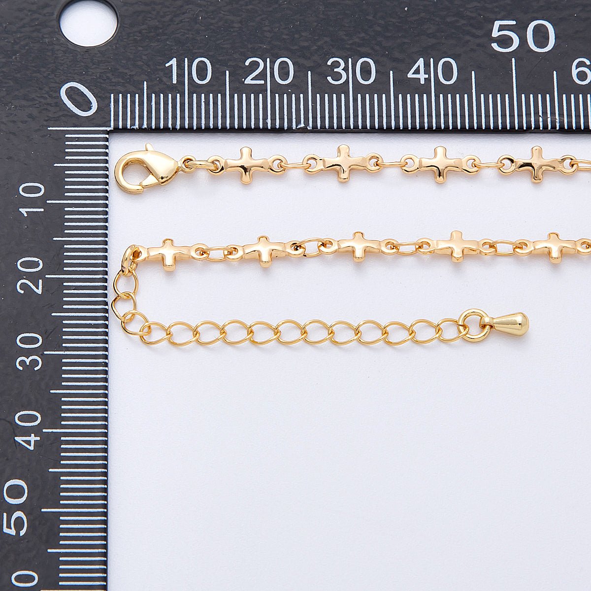 16K Gold Filled 4.5mm x 10mm Religious Cross Link Chain 20 Inch Necklace w. Extender | WA - 4141 - DLUXCA