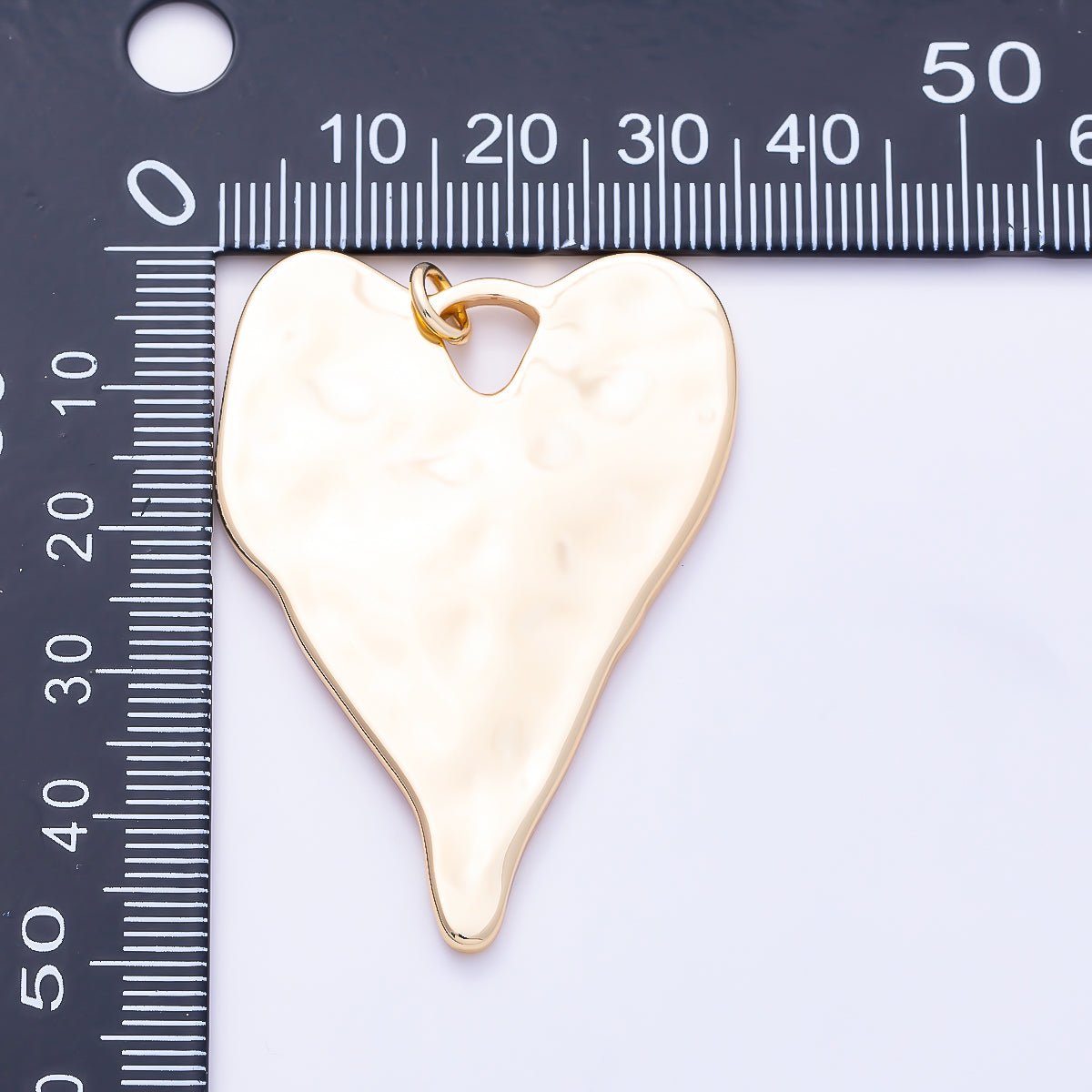16K Gold Filled 49mm Large Hammered Organic Heart Statement Pendant in Gold & Silver | Charms-01950 - Charms-01951 - DLUXCA