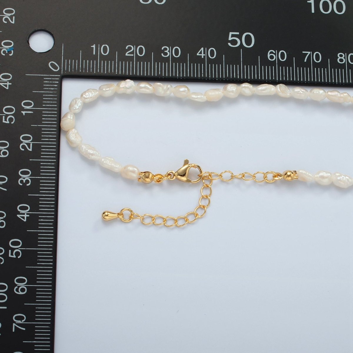 16K Gold Filled 4mm Baroque Freshwater Pearl 15.75 Inch Necklace w. 2" Extender | WA - 2539 - DLUXCA