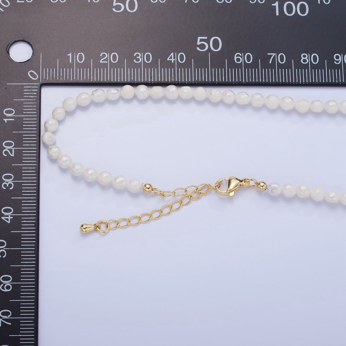 16K Gold Filled 4mm Freshwater Pearl 18 Inch Necklace w. Extender | WA-2499 - DLUXCA