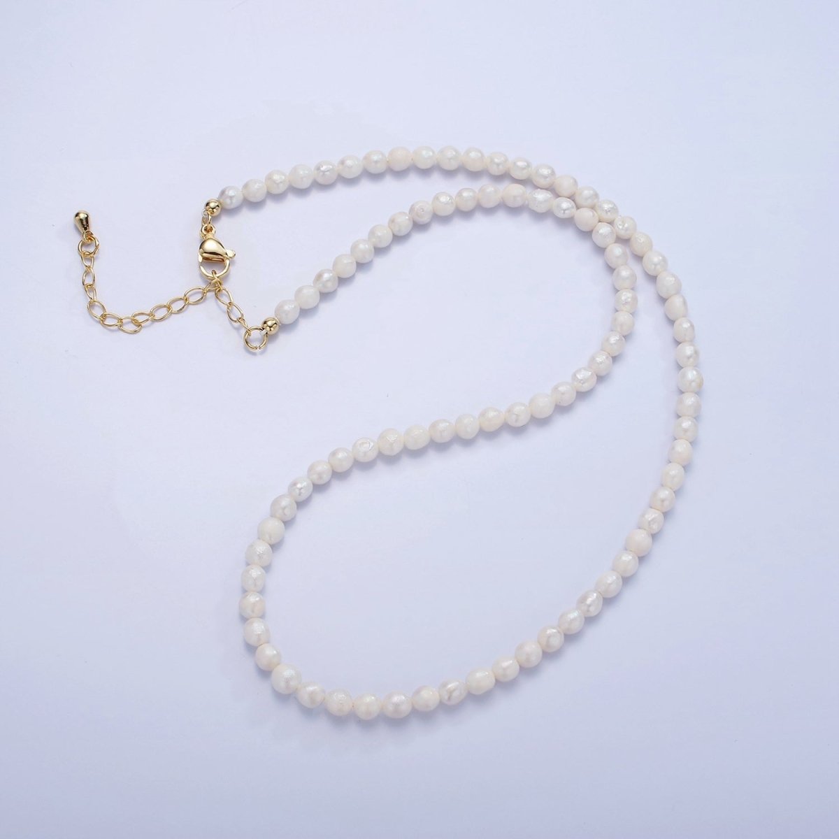 16K Gold Filled 4mm Freshwater Pearl 18 Inch Necklace w. Extender | WA-2499 - DLUXCA