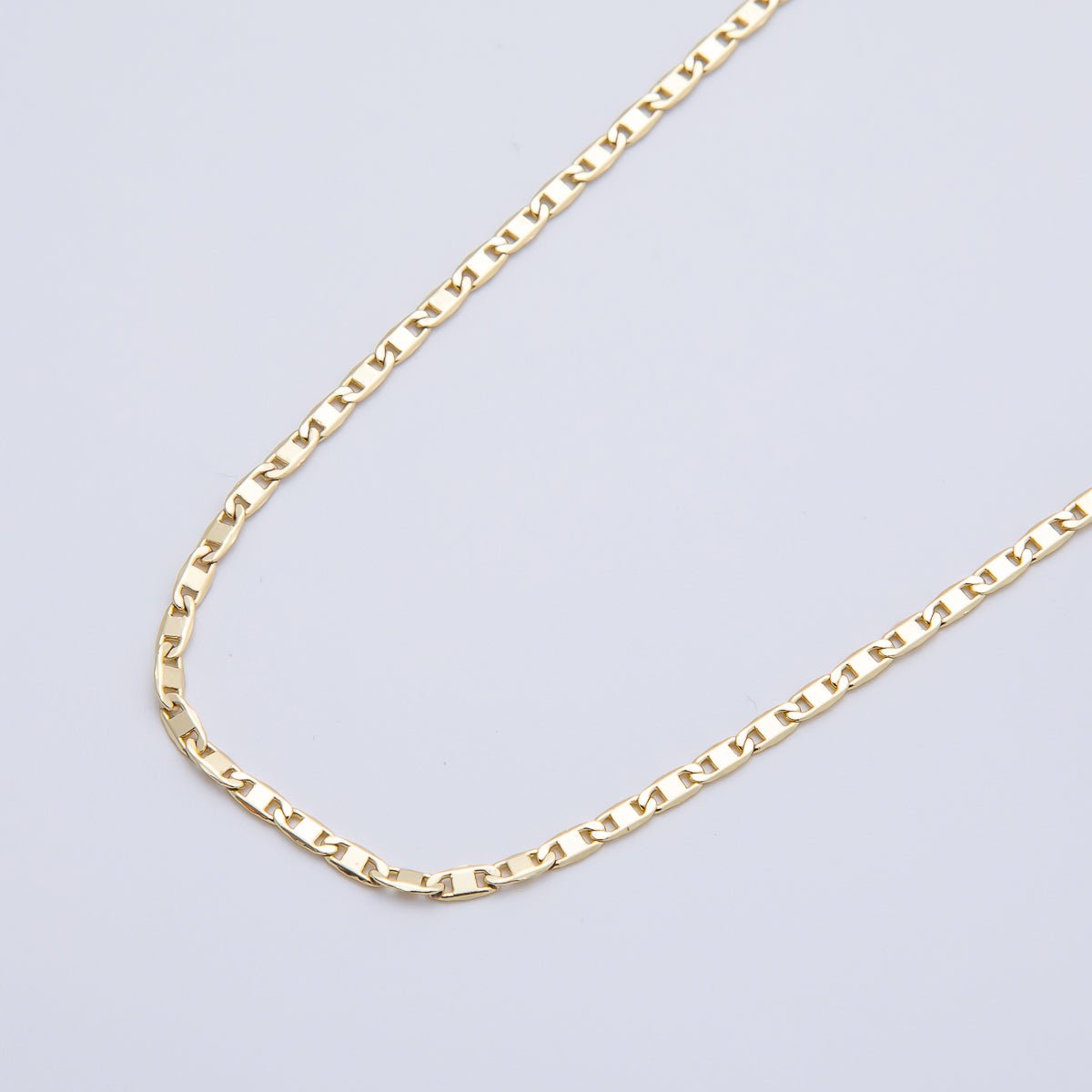 16K Gold Filled 4mm Minimalist Anchor Mariner Chain 18 Inch Necklace | WA - 04385 - DLUXCA