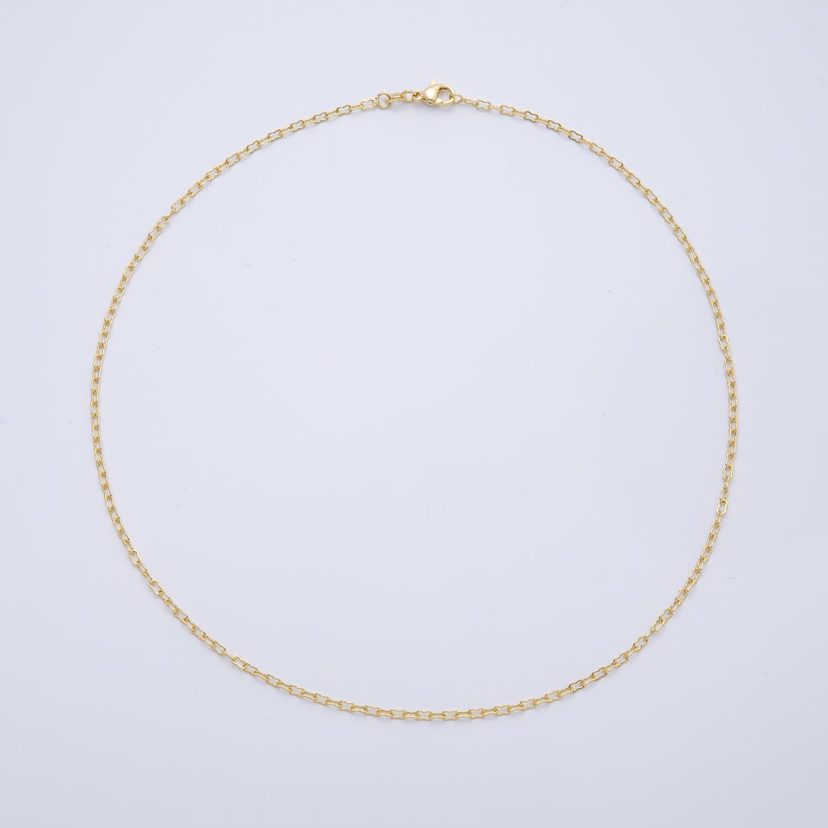 16K Gold Filled 4mm Minimalist Figure Eight Paperclip Chain 18 Inch Necklace | WA - 04383 - DLUXCA