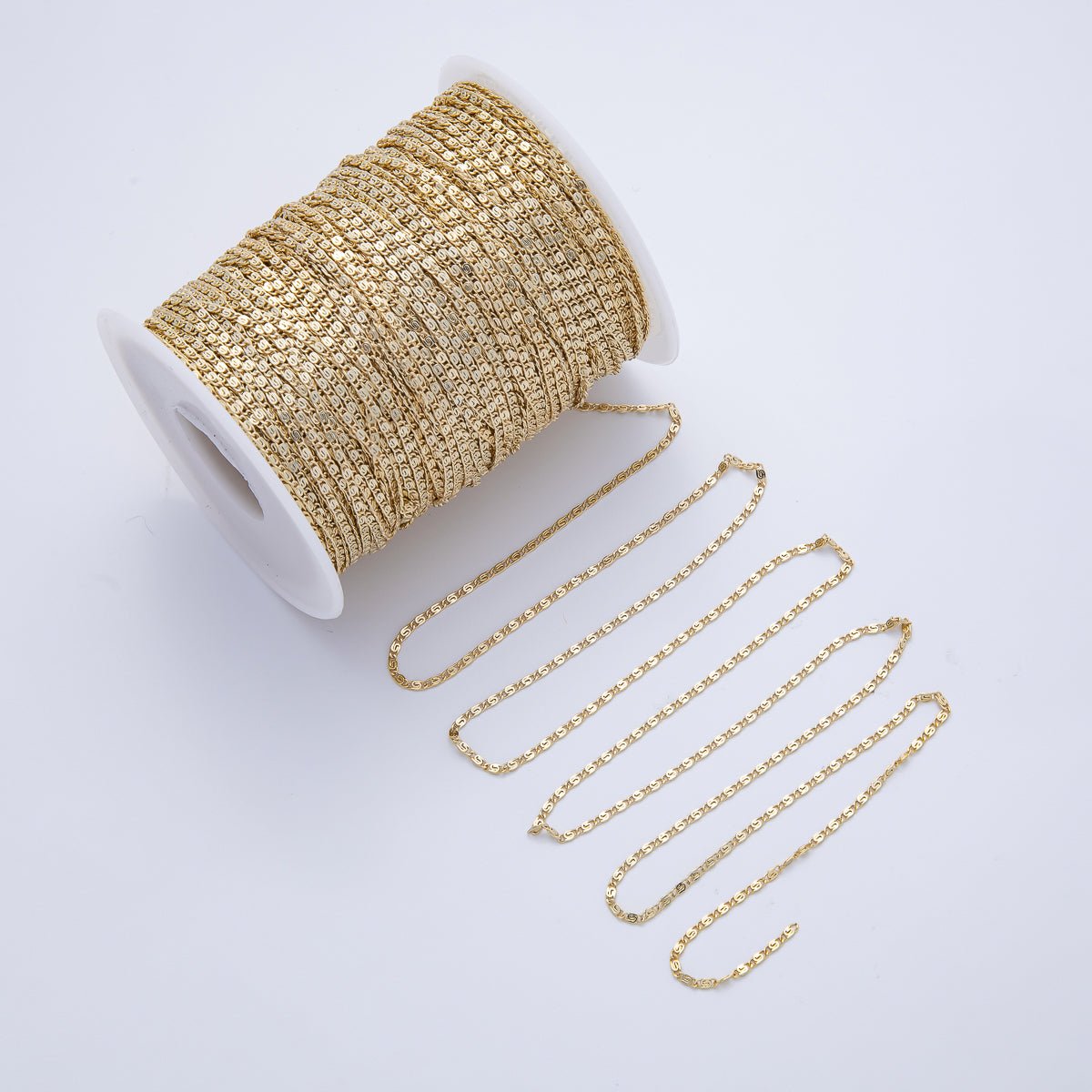 16K Gold Filled 4mm Minimalist Snail Scroll Unfinished Chain by Yard | ROLL - 1816 - DLUXCA