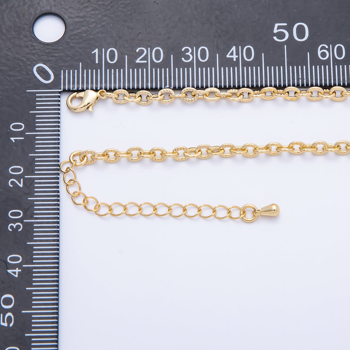 16K Gold Filled 4mm Ribbed Cable Chain 18 Inch, 19.5 Inch Necklace w. Extender | WA - 4070 WA - 4071 - DLUXCA