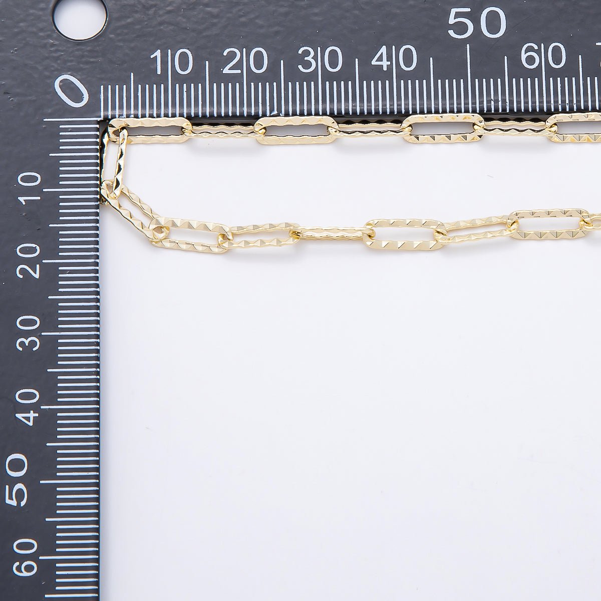 16K Gold Filled 4mm x 11.5mm Geometric Edged Paperclip Unfinished Chain by Yard | Roll-01880 - DLUXCA