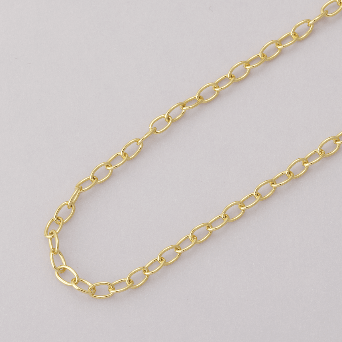 16K Gold Filled 4mm x 2.5mm Minimalist Cable Unfinished Chain by Yard | Roll - 01852 - DLUXCA