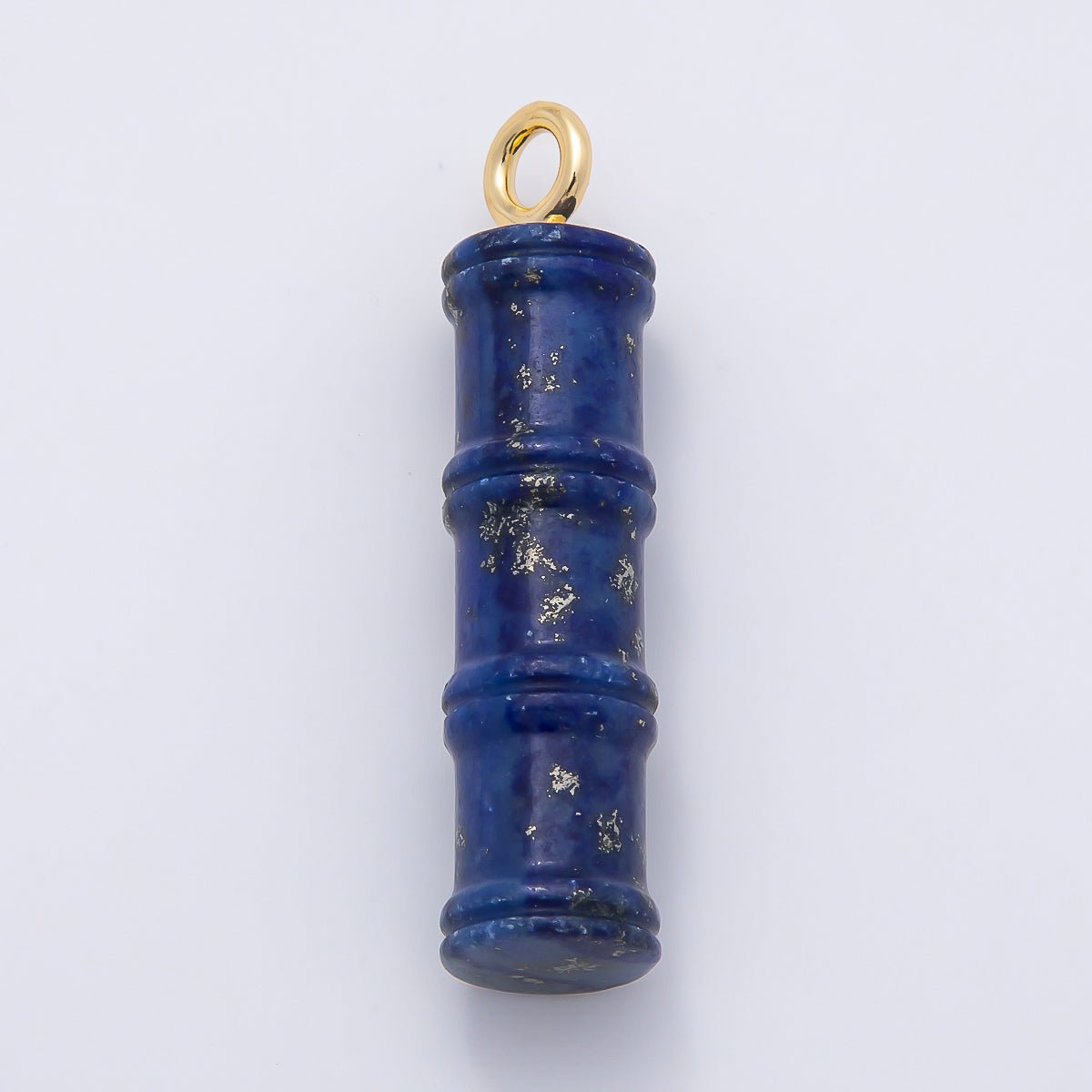16K Gold Filled 50mm Lapis Lazuli, Aventurine Red Jasper, Amazonite Gemstone Tube Cylinder Charm | Charms-01069 ~ Charms-01072 - DLUXCA