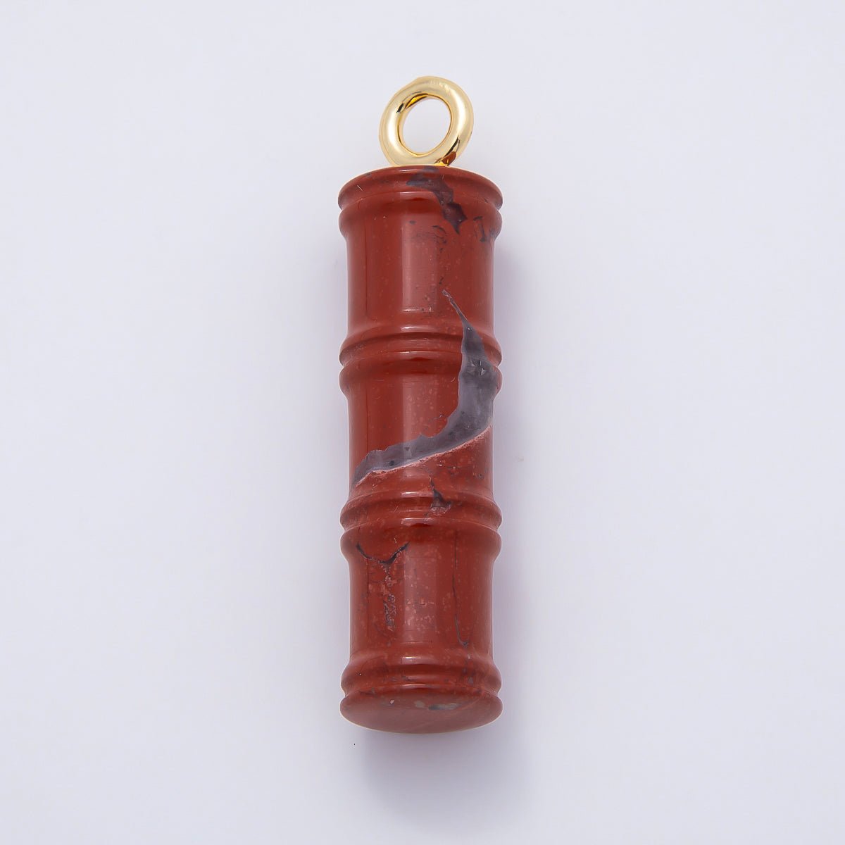 16K Gold Filled 50mm Lapis Lazuli, Aventurine Red Jasper, Amazonite Gemstone Tube Cylinder Charm | Charms-01069 ~ Charms-01072 - DLUXCA