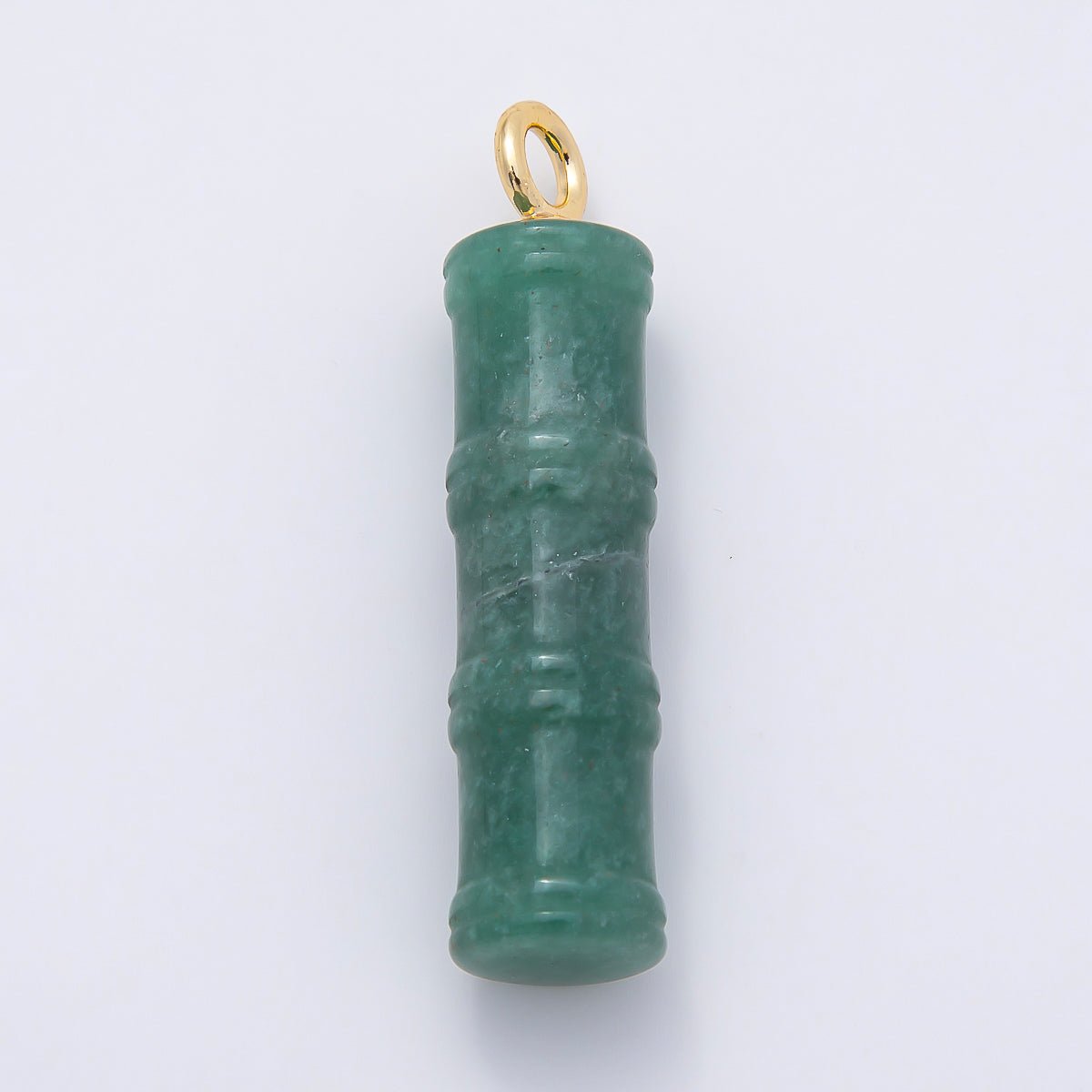 16K Gold Filled 50mm Lapis Lazuli, Aventurine Red Jasper, Amazonite Gemstone Tube Cylinder Charm | Charms-01069 ~ Charms-01072 - DLUXCA