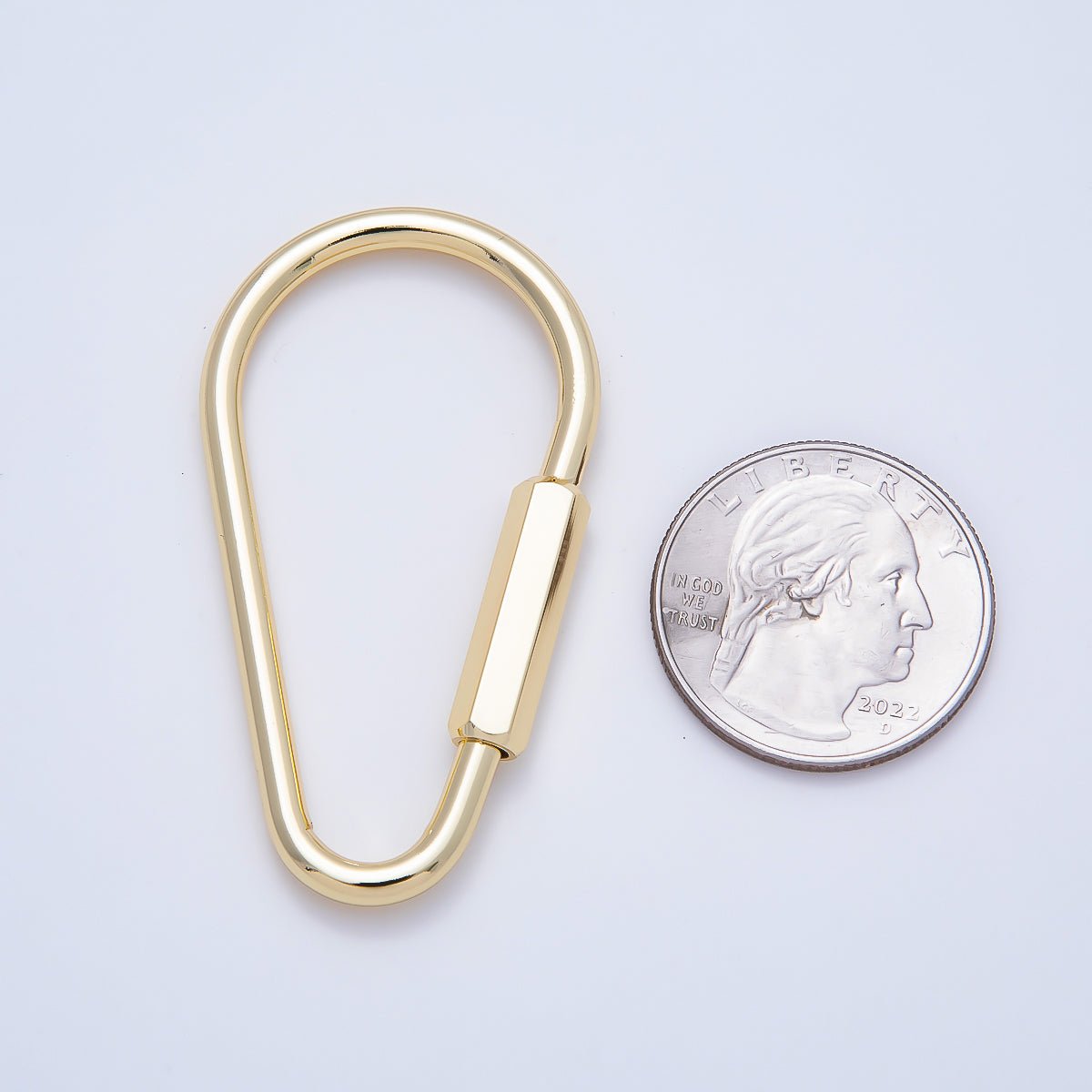 16K Gold Filled 50mm Minimalist Triangle Carabiner Enhancer Bag Charm Keychain | Findings-00483 - DLUXCA