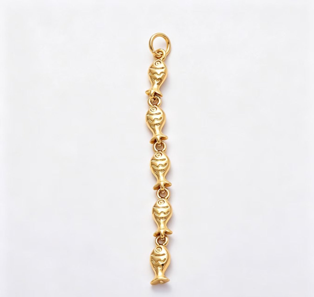 16K Gold Filled 50mm Multiple Fish Minimalist Multidimensional 3D Drop Charm in Gold & Silver | Charms-02033 Charms-02034 - DLUXCA