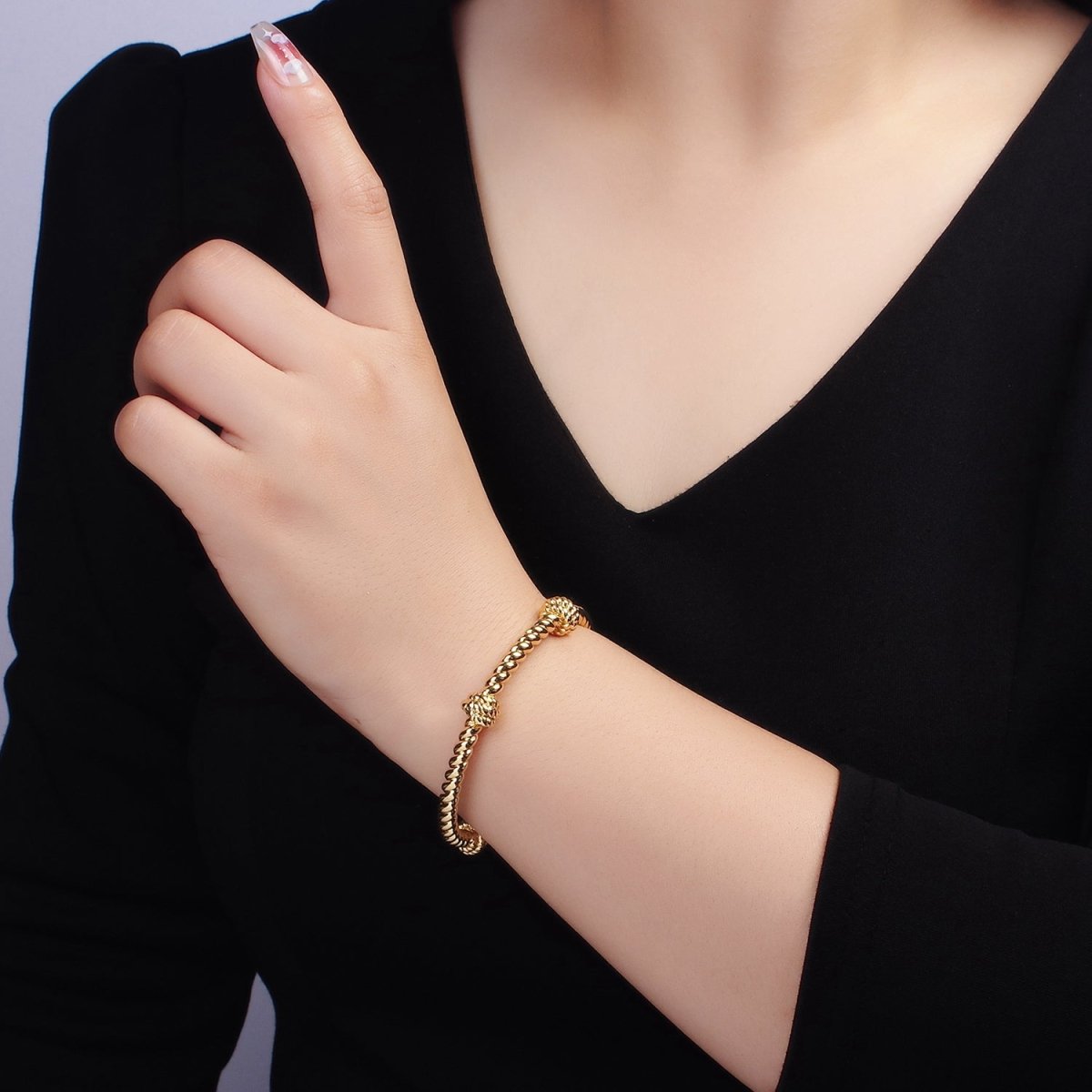 16K Gold Filled 50mm Twisted Rope Cuff Bracelet | WA - 2518 - DLUXCA