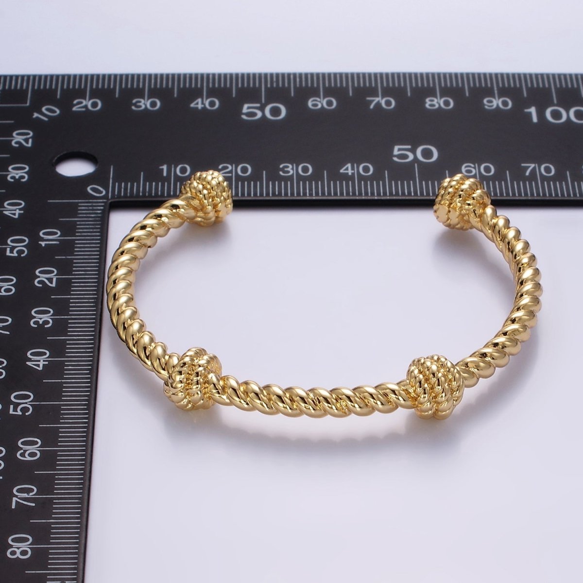 16K Gold Filled 50mm Twisted Rope Cuff Bracelet | WA - 2518 - DLUXCA