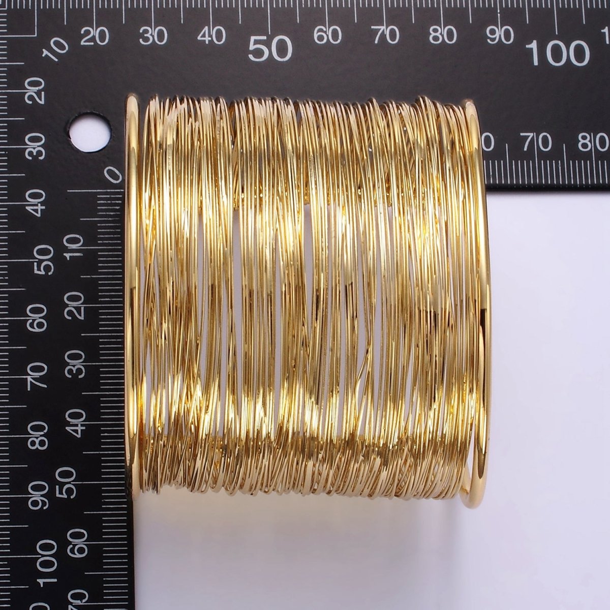 16K Gold Filled 50mm Wide Multiple Wire Cuff Bracelet | WA - 2522 - DLUXCA