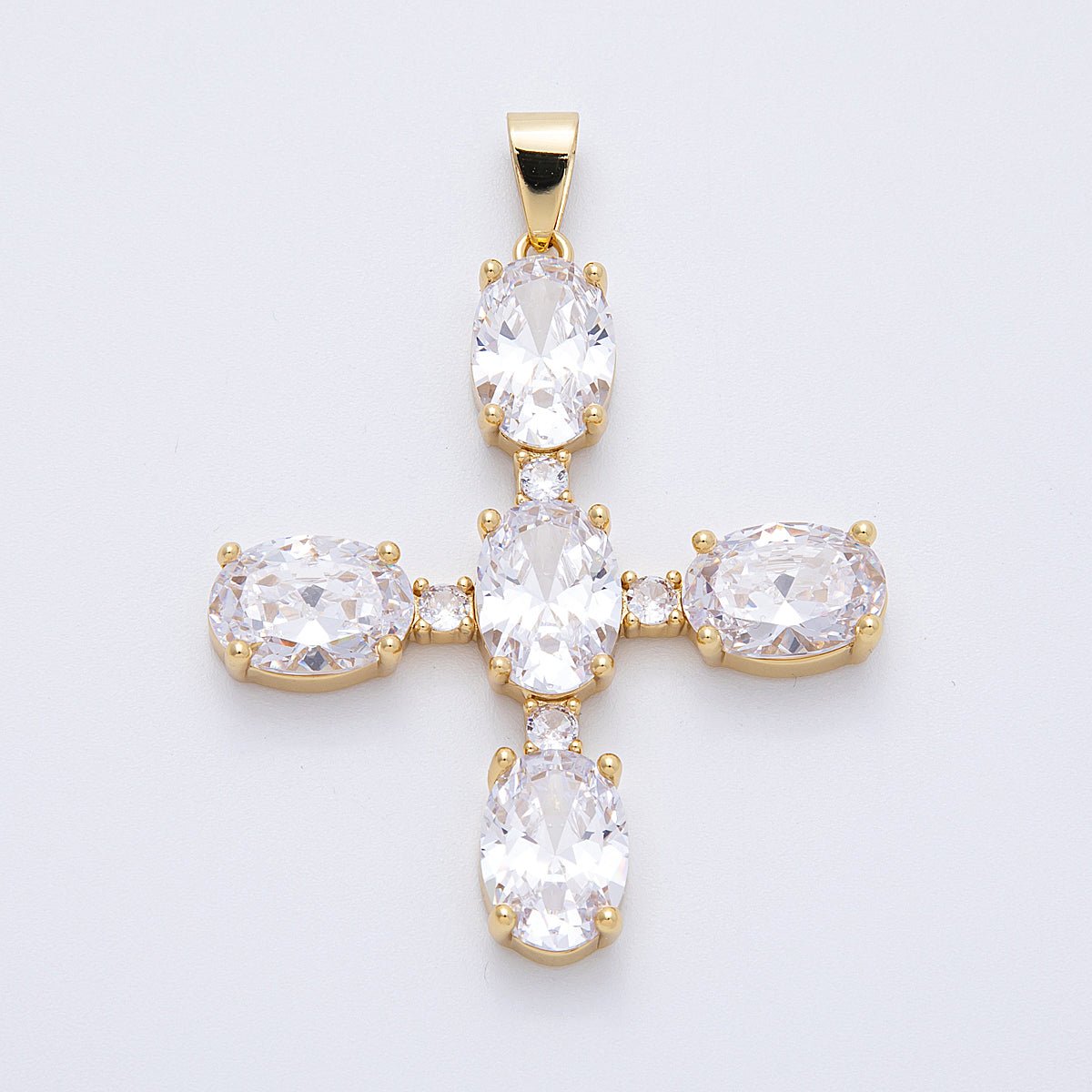 16K Gold Filled 53mm Clear, Black CZ Religious Pendant | Charms - 00162 - Charms - 00163 - DLUXCA